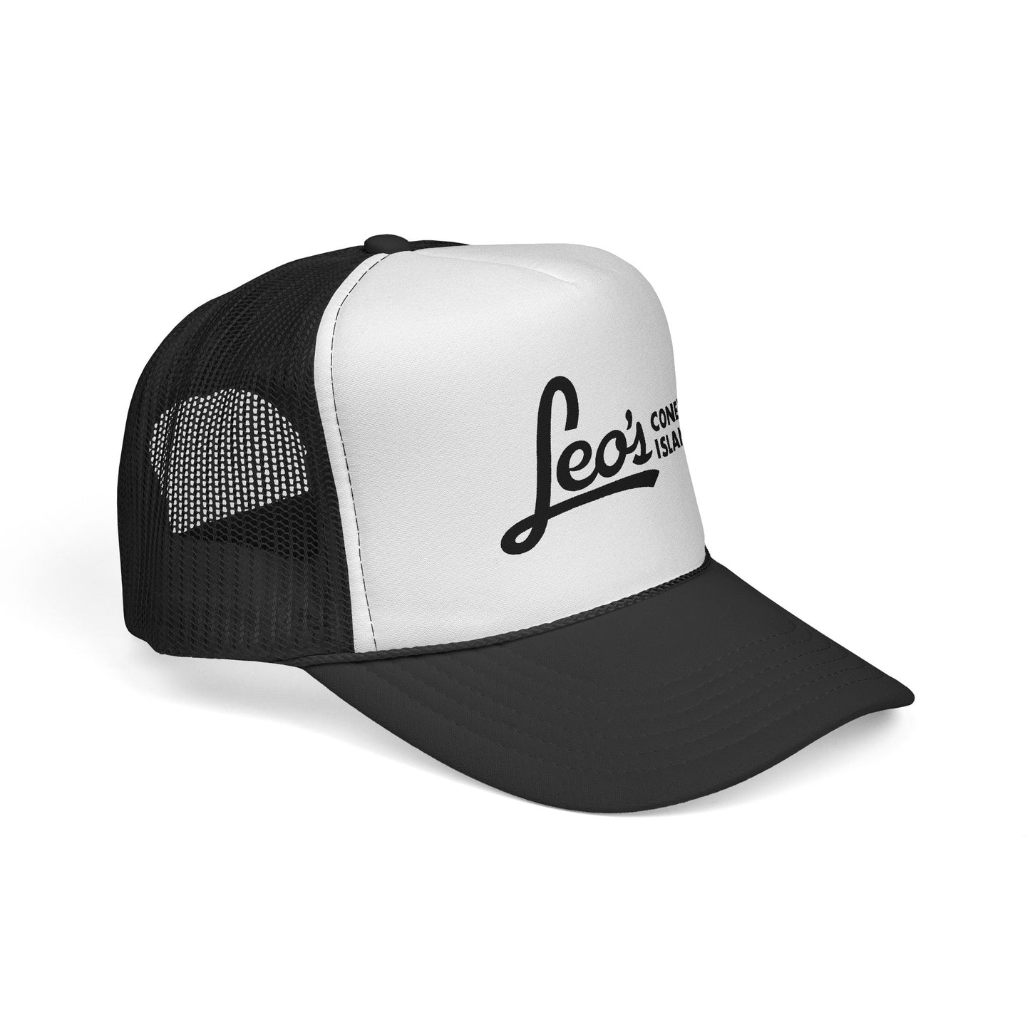 Leo's Coney Island Embroidered Trucker Cap — Retro Beach Baseball Hat