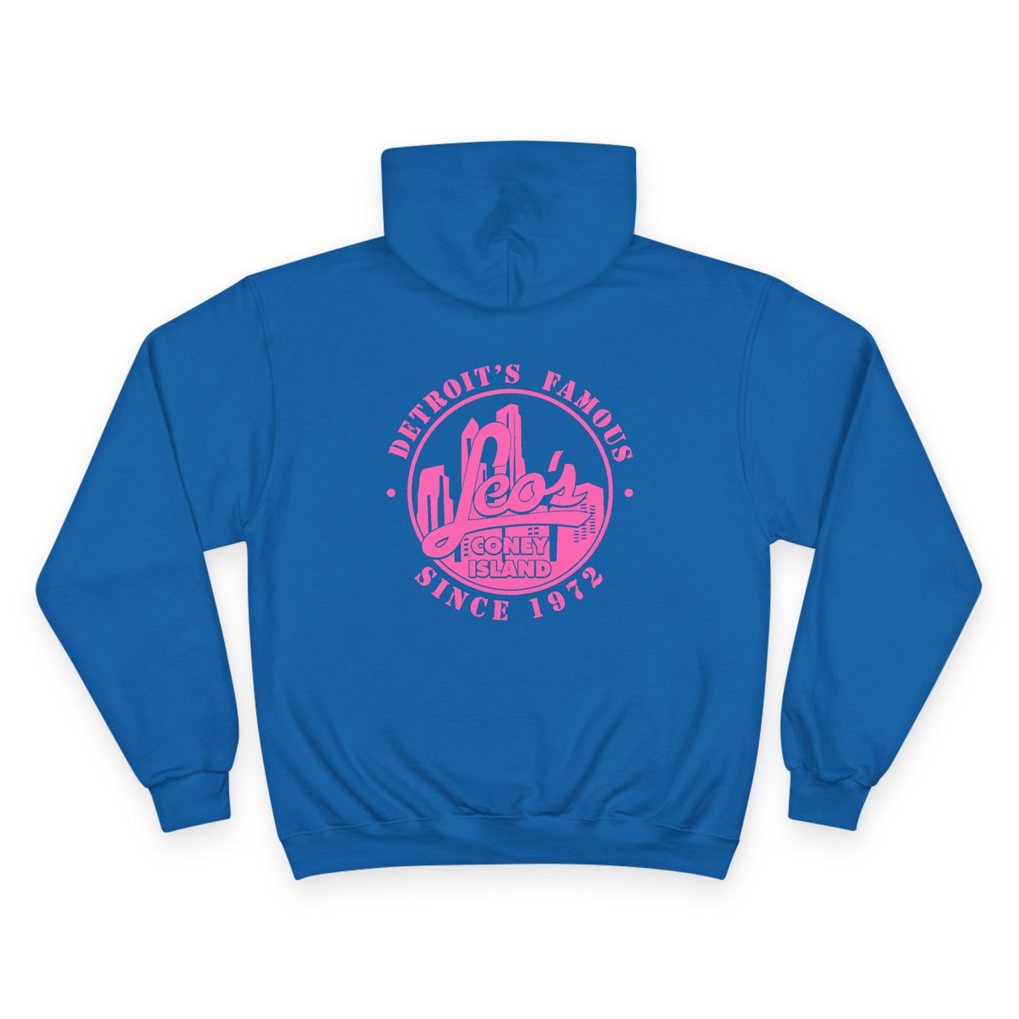 Champion Hoodie - Custom Name Retro Logo Hoodie (Pink)