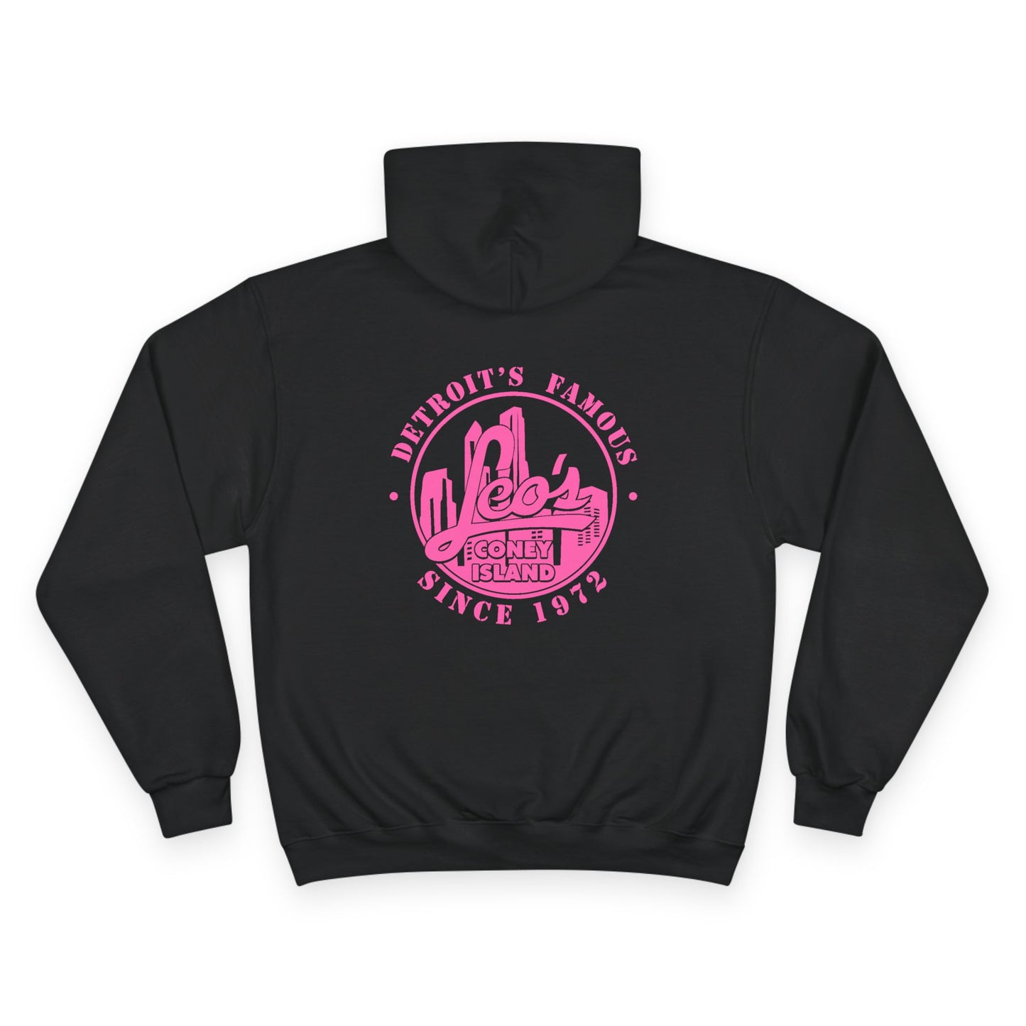 Champion Hoodie - Custom Name Retro Logo Hoodie (Pink)