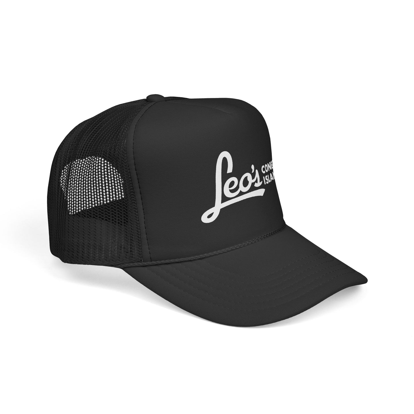 Leo's Coney Island Embroidered Trucker Cap — Retro Beach Baseball Hat
